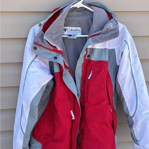 Women’s small Columbia Winter Coat Red White. 2 piece.